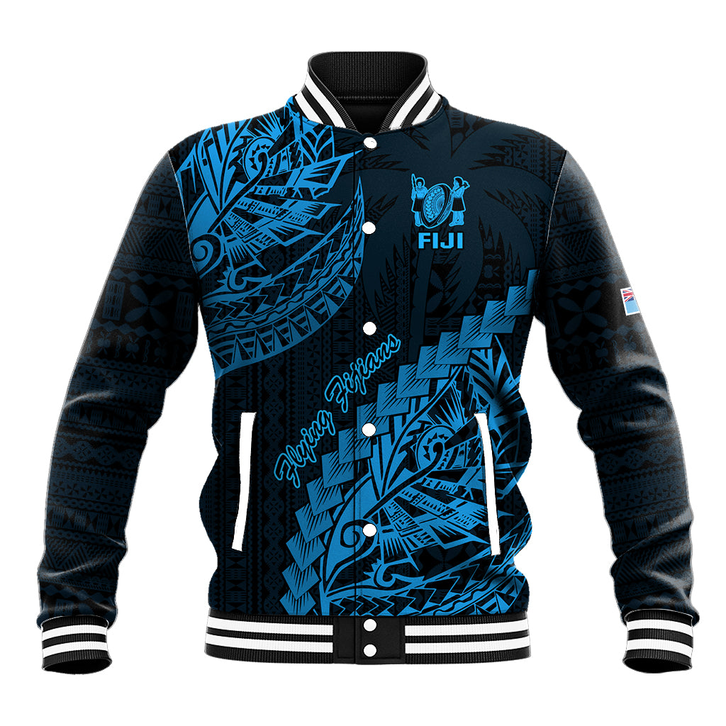 Fiji Rugby Baseball Jacket Kaiviti Fijian Tribal World Cup Blue No2 LT9 Unisex Blue - Polynesian Pride