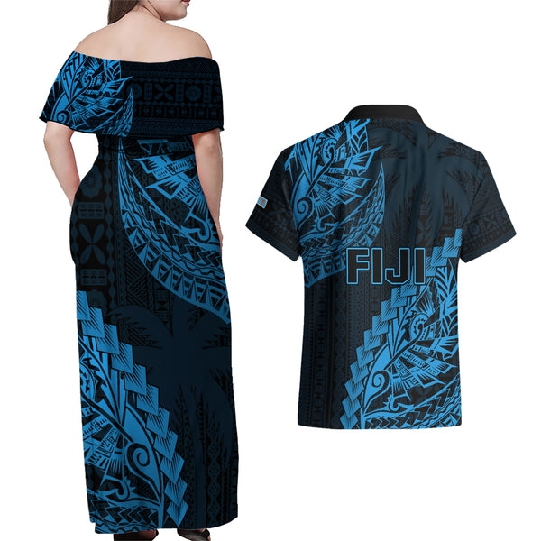 Custom Samoa Rugby Family Matching Off Shoulder Maxi Dress and Hawaiian Shirt World Cup 2023 Coat Of Arms With Polynesian Pattern LT05 main image 1