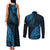 Fiji Rugby Couples Matching Tank Maxi Dress and Long Sleeve Button Shirt Kaiviti Fijian Tribal World Cup Blue No2 LT9 - Polynesian Pride