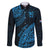 Fiji Rugby Family Matching Puletasi Dress and Hawaiian Shirt Kaiviti Fijian Tribal World Cup Blue No2 LT9 Dad's Shirt - Long Sleeve Blue - Polynesian Pride