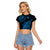 Fiji Rugby Raglan Cropped T Shirt Kaiviti Fijian Tribal World Cup Blue No2 LT9 Female Blue - Polynesian Pride
