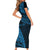 Custom Fiji Rugby Short Sleeve Bodycon Dress Kaiviti Fijian Tribal World Cup Blue No2 LT9 - Polynesian Pride