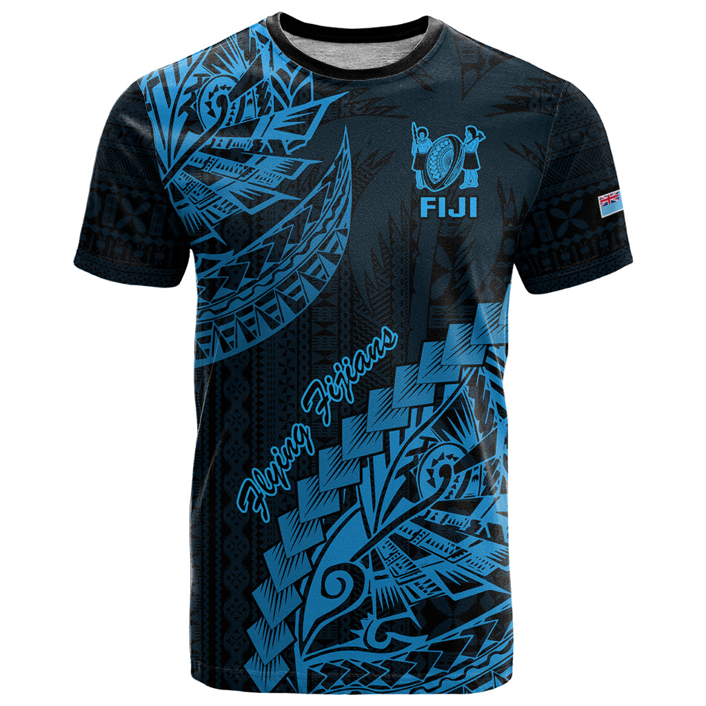 Custom Fiji Rugby T Shirt Kaiviti Fijian Tribal World Cup Blue No2 LT9 Blue - Polynesian Pride