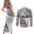 Fiji Rugby Couples Matching Short Sleeve Bodycon Dress and Long Sleeve Button Shirt Kaiviti Fijian Tribal World Cup White LT9 - Polynesian Pride