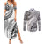 Fiji Rugby Couples Matching Summer Maxi Dress and Long Sleeve Button Shirt Kaiviti Fijian Tribal World Cup White LT9 White - Polynesian Pride
