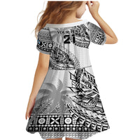 Custom Fiji Rugby Family Matching Mermaid Dress and Hawaiian Shirt Kaiviti Fijian Tribal World Cup White LT9 - Polynesian Pride