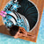Plumeria Tribal Tattoo Beach Blanket Blue Polynesian Pattern