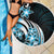Plumeria Tribal Tattoo Beach Blanket Blue Polynesian Pattern