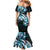 Plumeria Tribal Tattoo Family Matching Mermaid Dress and Hawaiian Shirt Blue Polynesian Pattern