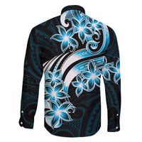 Plumeria Tribal Tattoo Family Matching Off The Shoulder Long Sleeve Dress and Hawaiian Shirt Blue Polynesian Pattern LT9 - Polynesian Pride