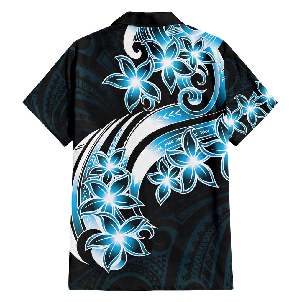 Plumeria Tribal Tattoo Family Matching Tank Maxi Dress and Hawaiian Shirt Blue Polynesian Pattern LT9 - Polynesian Pride