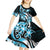 Plumeria Tribal Tattoo Kid Short Sleeve Dress Blue Polynesian Pattern