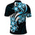 Plumeria Tribal Tattoo Polo Shirt Blue Polynesian Pattern