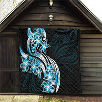 Plumeria Tribal Tattoo Quilt Blue Polynesian Pattern