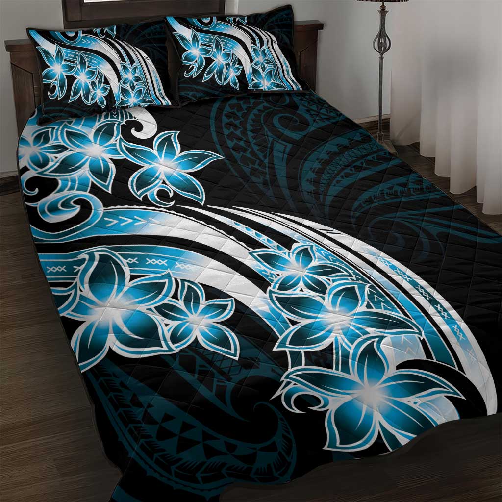 Plumeria Tribal Tattoo Quilt Bed Set Blue Polynesian Pattern LT9 Blue - Polynesian Pride