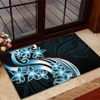 Plumeria Tribal Tattoo Rubber Doormat Blue Polynesian Pattern LT9 - Polynesian Pride