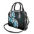 Plumeria Tribal Tattoo Shoulder Handbag Blue Polynesian Pattern