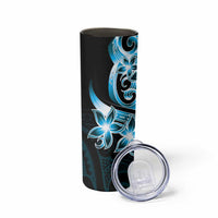 Plumeria Tribal Tattoo Skinny Tumbler Blue Polynesian Pattern