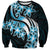 Plumeria Tribal Tattoo Sweatshirt Blue Polynesian Pattern