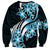Plumeria Tribal Tattoo Sweatshirt Blue Polynesian Pattern