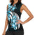 Plumeria Tribal Tattoo Women Sleeveless Polo Shirt Blue Polynesian Pattern