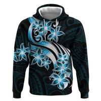 Plumeria Tribal Tattoo Zip Hoodie Blue Polynesian Pattern LT9 Pullover Hoodie Blue - Polynesian Pride