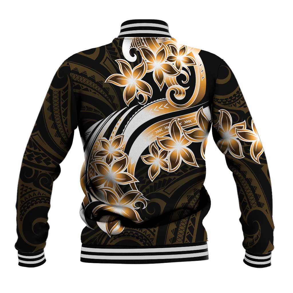 Plumeria Tribal Tattoo Baseball Jacket Gold Polynesian Pattern LT9 - Polynesian Pride