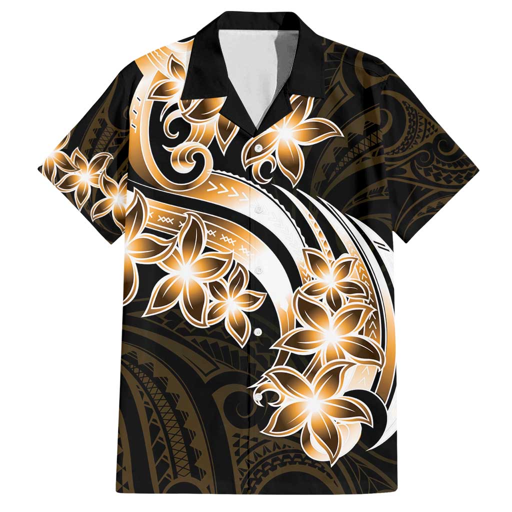 Plumeria Tribal Tattoo Family Matching Tank Maxi Dress and Hawaiian Shirt Gold Polynesian Pattern LT9 Dad's Shirt - Short Sleeve Gold - Polynesian Pride