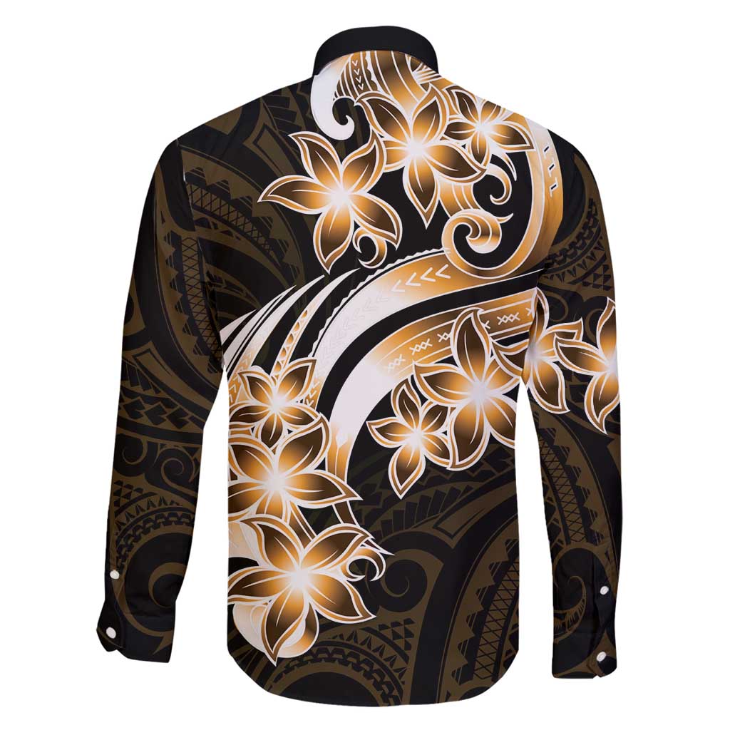 Plumeria Tribal Tattoo Family Matching Tank Maxi Dress and Hawaiian Shirt Gold Polynesian Pattern LT9 - Polynesian Pride