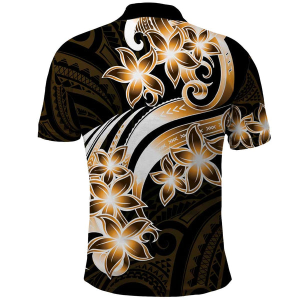 Cook Islands Polo Shirt Gold Polynesian Wave Style LT9