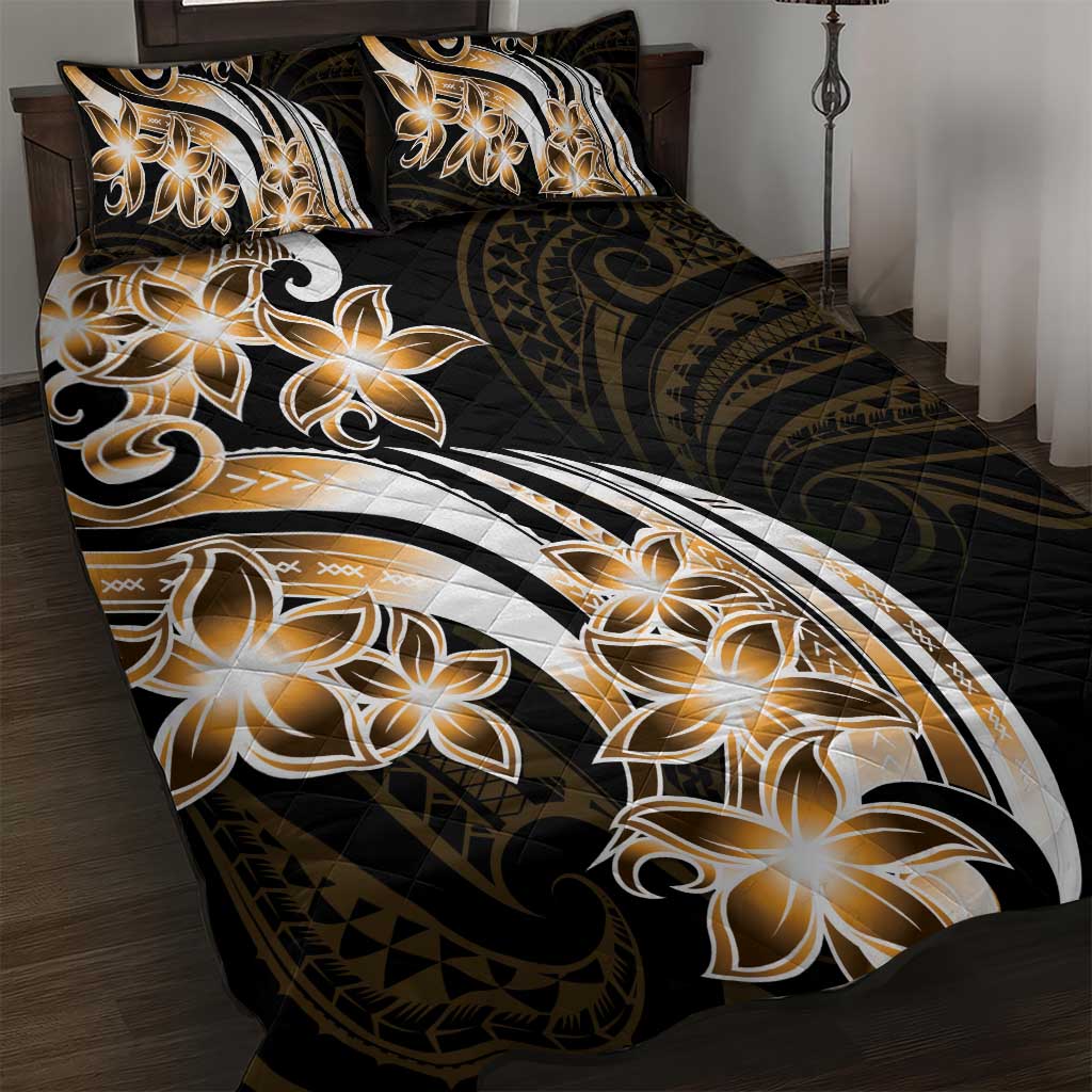 Plumeria Tribal Tattoo Quilt Bed Set Gold Polynesian Pattern LT9 Gold - Polynesian Pride