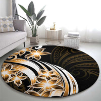 Plumeria Tribal Tattoo Round Carpet Gold Polynesian Pattern LT9 - Polynesian Pride