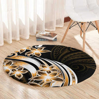 Plumeria Tribal Tattoo Round Carpet Gold Polynesian Pattern LT9 - Polynesian Pride