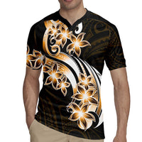 Plumeria Tribal Tattoo Rugby Jersey Gold Polynesian Pattern
