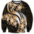 Plumeria Tribal Tattoo Sweatshirt Gold Polynesian Pattern