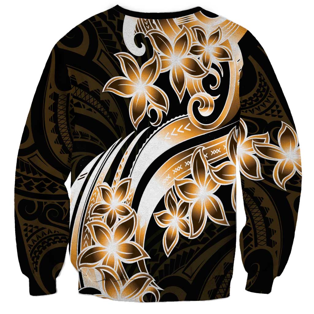 Plumeria Tribal Tattoo Sweatshirt Gold Polynesian Pattern LT9 - Polynesian Pride