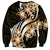 Plumeria Tribal Tattoo Sweatshirt Gold Polynesian Pattern