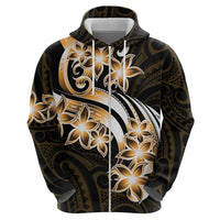 Plumeria Tribal Tattoo Zip Hoodie Gold Polynesian Pattern LT9 - Polynesian Pride