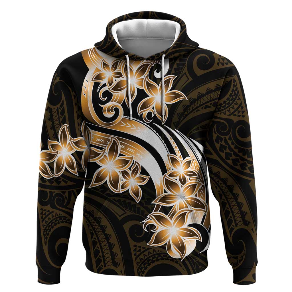 Plumeria Tribal Tattoo Zip Hoodie Gold Polynesian Pattern LT9 Pullover Hoodie Gold - Polynesian Pride