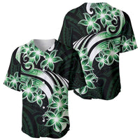 Plumeria Tribal Tattoo Baseball Jersey Green Polynesian Pattern LT9 - Polynesian Pride