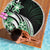 Plumeria Tribal Tattoo Beach Blanket Green Polynesian Pattern