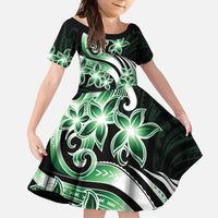 Plumeria Tribal Tattoo Family Matching Mermaid Dress and Hawaiian Shirt Green Polynesian Pattern LT9 Daughter's Dress Green - Polynesian Pride
