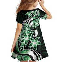 Plumeria Tribal Tattoo Family Matching Off The Shoulder Long Sleeve Dress and Hawaiian Shirt Green Polynesian Pattern LT9 - Polynesian Pride