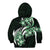 Plumeria Tribal Tattoo Kid Hoodie Green Polynesian Pattern