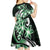 Plumeria Tribal Tattoo Kid Short Sleeve Dress Green Polynesian Pattern