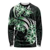 Plumeria Tribal Tattoo Long Sleeve Shirt Green Polynesian Pattern LT9 Unisex Green - Polynesian Pride