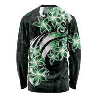 Plumeria Tribal Tattoo Long Sleeve Shirt Green Polynesian Pattern LT9 - Polynesian Pride