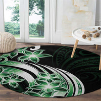 Plumeria Tribal Tattoo Round Carpet Green Polynesian Pattern LT9 - Polynesian Pride