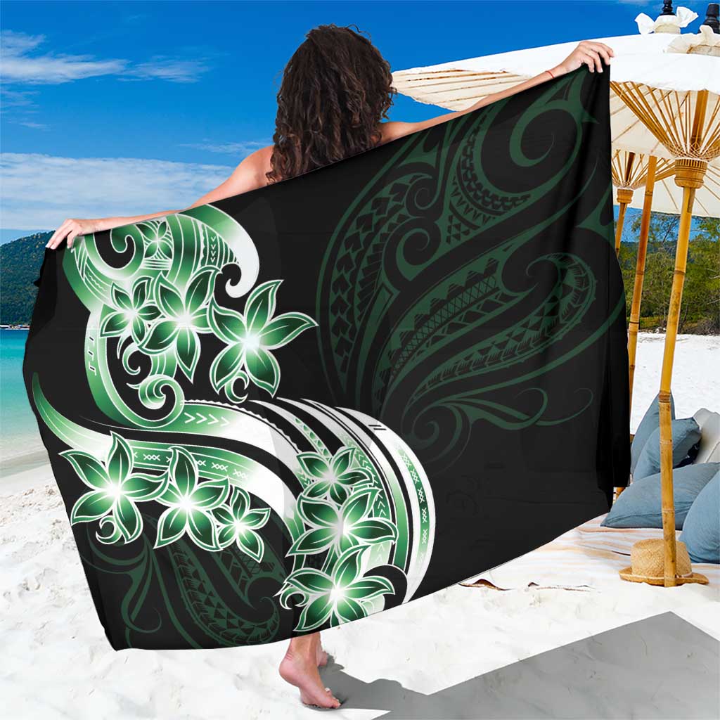 Plumeria Tribal Tattoo Sarong Green Polynesian Pattern LT9 One Size 44 x 66 inches Green - Polynesian Pride