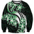 Plumeria Tribal Tattoo Sweatshirt Green Polynesian Pattern
